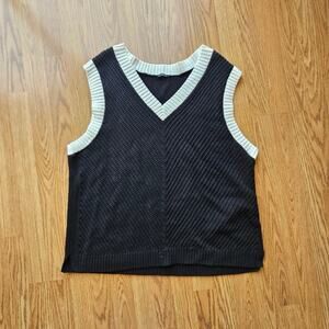 Talbots Black and White Cotton Knit Sweater Vest – Size Extra Large